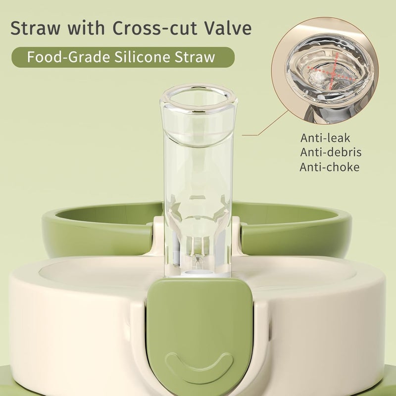 evorie Tritan Spill Proof Toddler Straw Sippy Cup, 10 oz for Baby and Toddlers 1-3 Years Old, No Spill Straw Water Bottle with Removable Handles, Ideal for School, BPA-Free, Green Dino (New) - Image 4